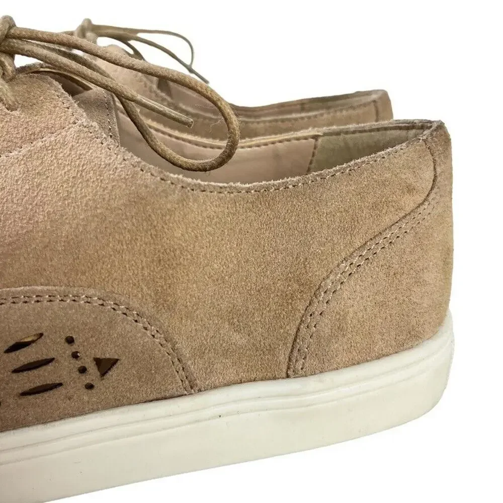 Naughty Monkey Womens Suede Leather Lace Up Perforated Flats Sneakers Shoes 9.5